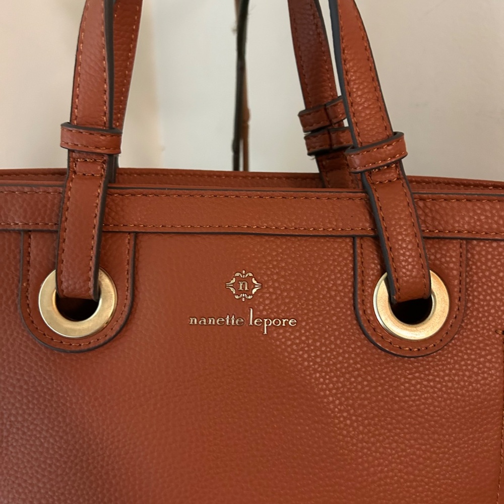 Nanette Lepore Brown Tote Bag With Gold Hardware *Crossbody Strap Not Included* - Picture 5 of 10
